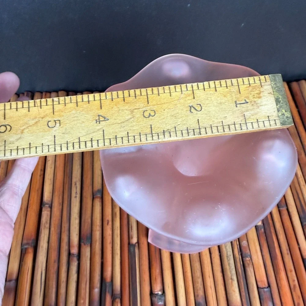 Vintage Vase Pink Art  Satin Glass Ruffle Vase Loop Base Studio 6in Beauty! 2000